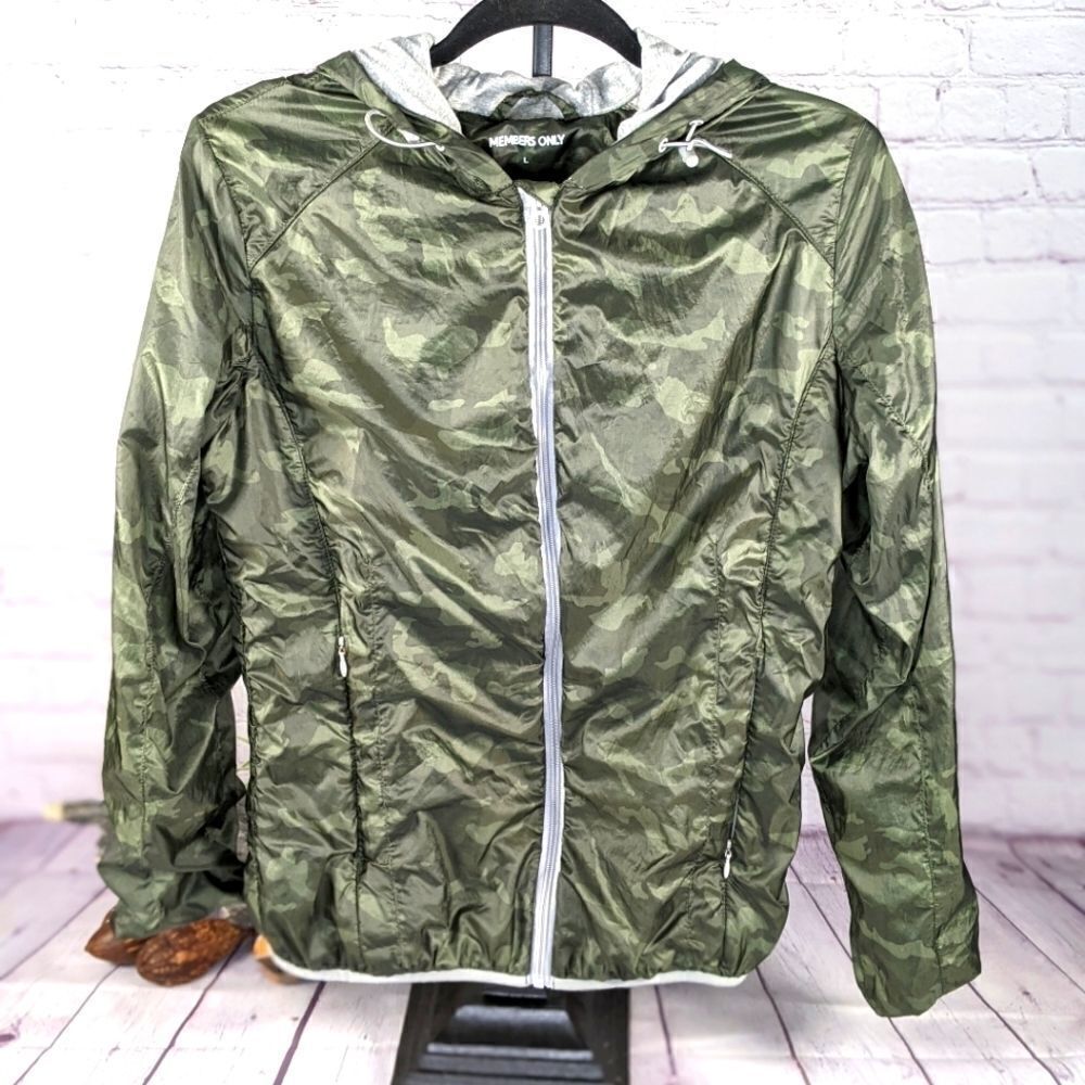 Members Only Camouflage Windbreaker Hooded Jacket